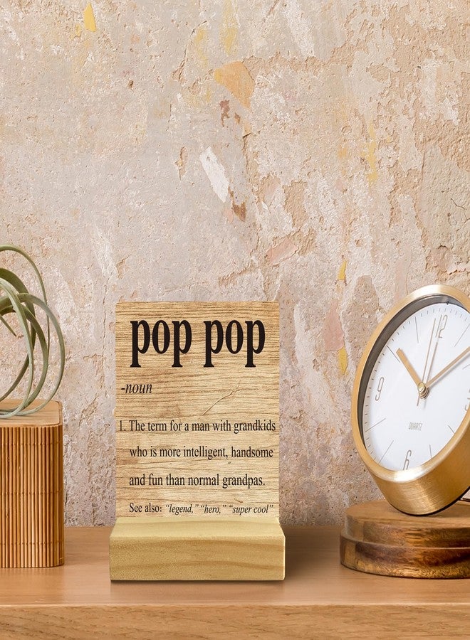 QASHWEY Pop Pop Desk Decor, Pop Pop Gifts, Grandpa Papa Grandfather Gifts Wood Table Signs, Gifts for Pop Pop Grandpa Grandfather, Pop Pop Definition Wooden Plaque with Wooden Stand for Home Office - Image 5
